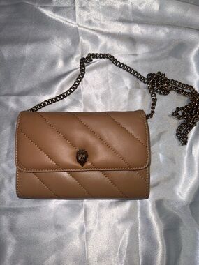 Kurt Geiger Tan Quilted Leatherette Chain Crossbody
